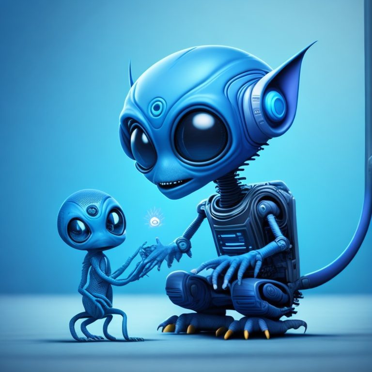 DiscordAi-A cute, blue alien teaching a class about artificial intelligence DiscordAi-A cute, blue alien teaching a class about artificial intelligence